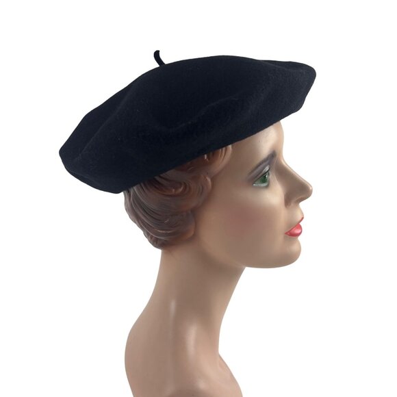 Restoration Hardware Black Beret Hat Virgin Wool The Last Of The True French Ber main image 4
